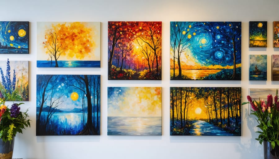 Bright art therapy studio with large windows, art supplies, and comfortable seating