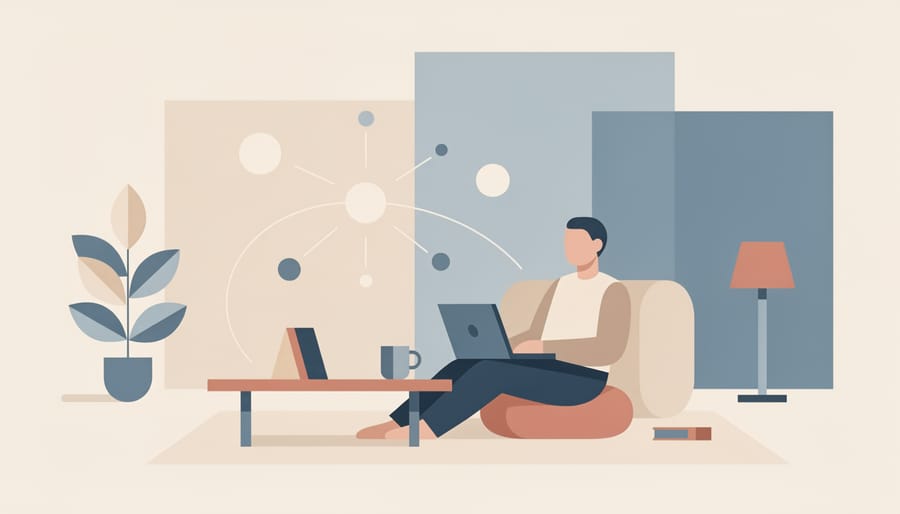 Person relaxing at home with a sketchbook while joining an online session on a phone
